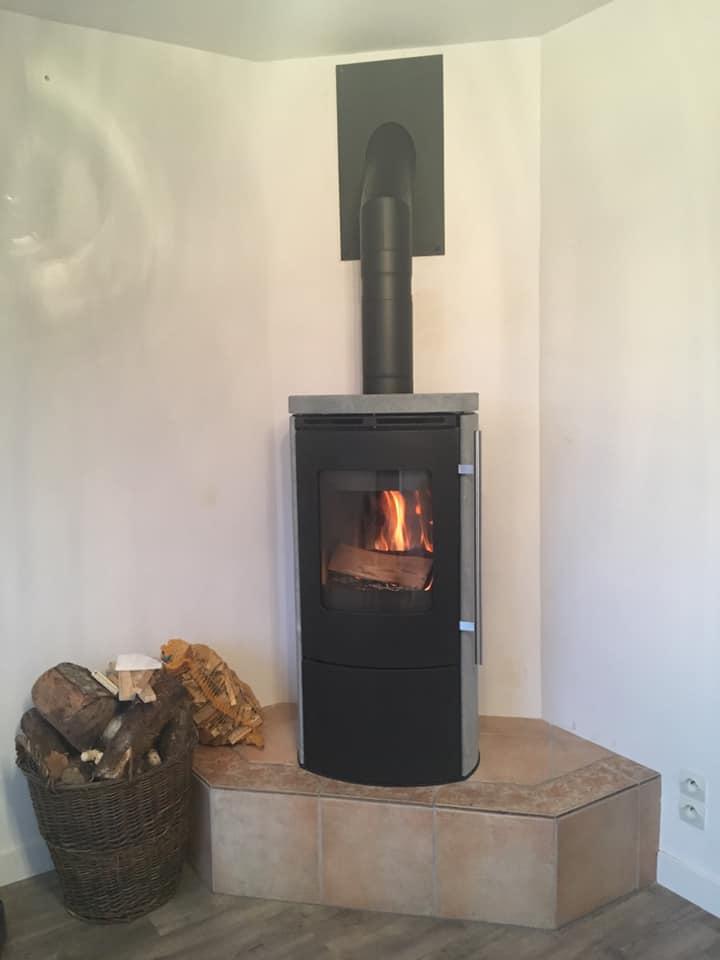Pose d'un poêle à bois
